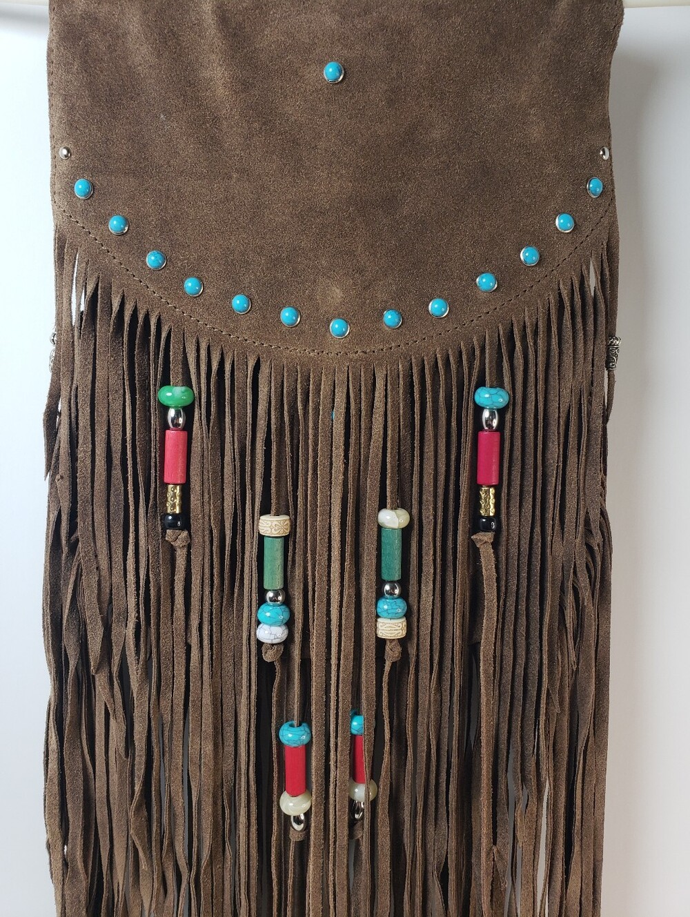 NEW Genuine Suede Leather Fringe Crossbody Bag - NWT - Picture 2 of 15